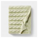 50'x60' Twisted Cable Throw Blanket Green and Crea