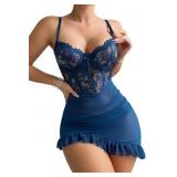 XL Ruffle Sheer Underwire Mesh Lace Floral Outfit