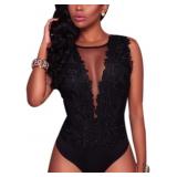 Medium Women Sexy Lace Bodysuit Jumpsuit See Throu
