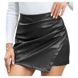 Medium Faux Leather Skorts for Women High Waisted