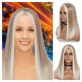 Short Straight Bob Wig for White Women Blonde High