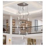 $199 Modern Led Chandelier Lighting,15 Rings Black