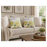 Set 2 Floral Garden, White Bird Throw Pillows