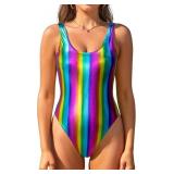 Medium Women's Metallic Shiny Bathing Suit Scoop N