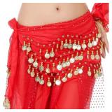 128 Coins Belly Dance Hip Scarf Tribal B