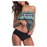 Large Two Piece Bandeau Tankini Swimsuits for Wome