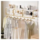 $130 Industrial Pipe Clothing Rack with Shelves, G