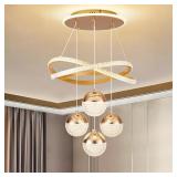 $140 Modern Gold LED Chandeliers, 3-Color Dimmable