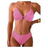 Small Women's Two Piece Bikini Sets O Ring Front T