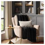 Shiny Chenille Throw Blanket Black - Threshold