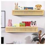Rattan Wall Shelf, Set of 2, Boho Floating Shelf,