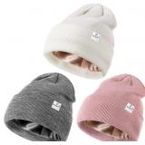 2 Pack Satin Lined Winter Beanie Hats for Women Me