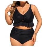 Daci Women Plus Size Two Piece Swimsuits - High Wa