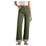 Size12 Women's Wide Leg Cuffed Jeans High Waisted