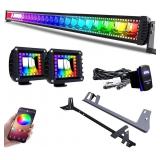 $187 RGBW LED Light Bar 52Inch 300W Flood Spot Com