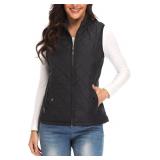 Medium Women's Vest, Quilted Lightweight Zip Pocke