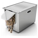 $153 Stainless Steel Litter Box with Lid, Cat Litt