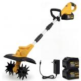 $129 21V Cordless Tiller Cultivator, 360RPM Electr