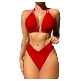 Large High Cut Triangle Bikini Sets for Women Cute