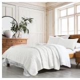 $66 100% Cotton Quilt Set Queen Size, White Pre-Wa