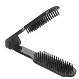 Hair Straightening Brush with Clamp Double Sided A