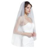 90' Wedding Bridal Veil with Comb 1 Tier Cut Edge