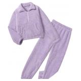 7-8yrs old Girls Fleece Pants Set Fuzzy 2 Piece Ou