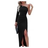 Small Womens One Shoulder Long Sleeve Cocktail Dre