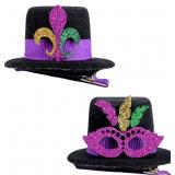 2PCS Mini Top Hat Mardi Gras Hair Clip for Kids Ca