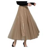 Medium Sequin Long Tulle Skirt Layered Flowy Fairy