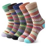 5 Pairs Wool Socks for Women - Winter Thick Boot C