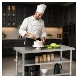 $179 Stainless Steel Table with Wheels for Food Pr