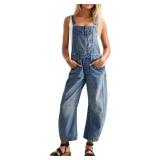 Medium Women's Denim Overall Casual Straight Wide
