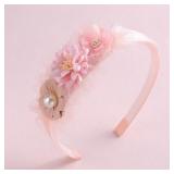 Elegant Chiffon Flower Headband with Pearl Design