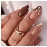 MERVF Almond Press on Nails Medium Fall Fake Nails