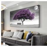 Country Purple Tree Wall Art 40x20 for Living Room