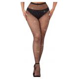 Medium-XL Fishnet Stockings for Women Sparkly Rhin