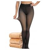 Large Women's Fleece Lined Tights - Fake Sheer War