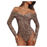Large Women's Cheetah Print Off The Shoulder Bodys