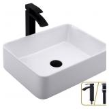 Vessel Sink With Black Faucet Combo, Swift Horse 1