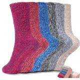 6 Pairs Thick Fuzzy Socks with Grip Cozy Non Slip