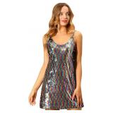 Small Women's Glitter Sequin Dress Spaghetti Strap