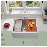 $274 28 Inch Stainless Steel Farmhouse Sink,16-Gau