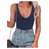 XL Women's Bodysuit Plunge Deep V Neck Backless Sl