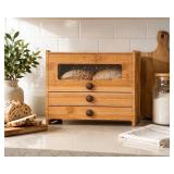 Double Layer Bread Box for Kitchen Countertop, Lar