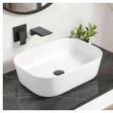 Bathroom Vessel Sink, Eridanus 18' x 13' White Ves