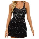 XL Women One Piece Swim Dress Tummy Control Modest