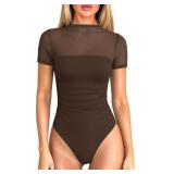 XS Women Short Sleeve Bodysuit Tummy Control Shape
