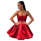 Size 8 Satin Homecoming Dress Spaghetti Straps for