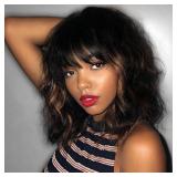 Black Wigs for Women Short Bob Wig with Bangs 14 I